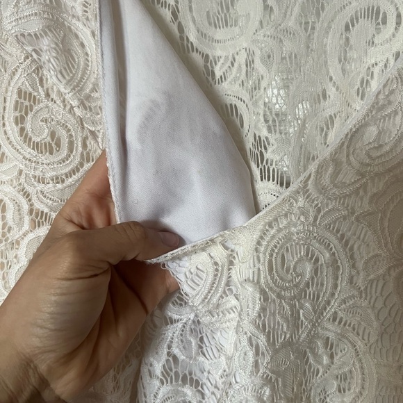 Ashley Stewart Cream Lace Overlay Top - Picture 3 of 4